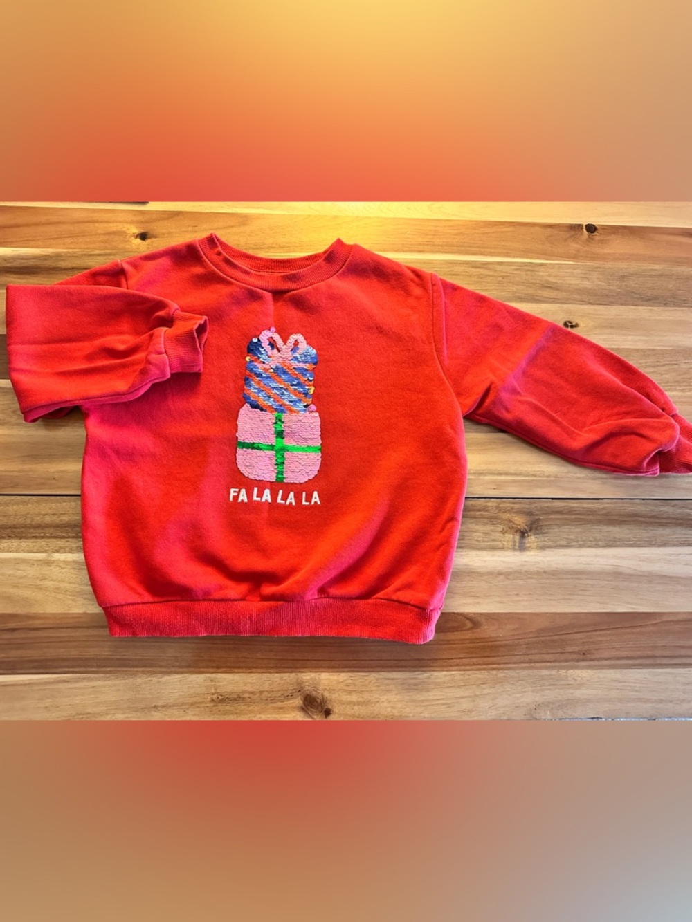 H&M Red Kids Sweatshirt with Sequin Gift Design